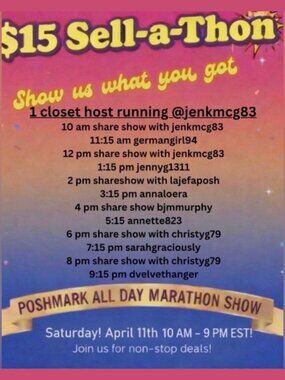 $15 Sell-a-Thon Show Saturday April 11 From @jenkmcg83 Closet!
